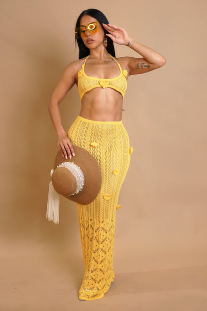 Serving Looks Skirt Set - Yellow