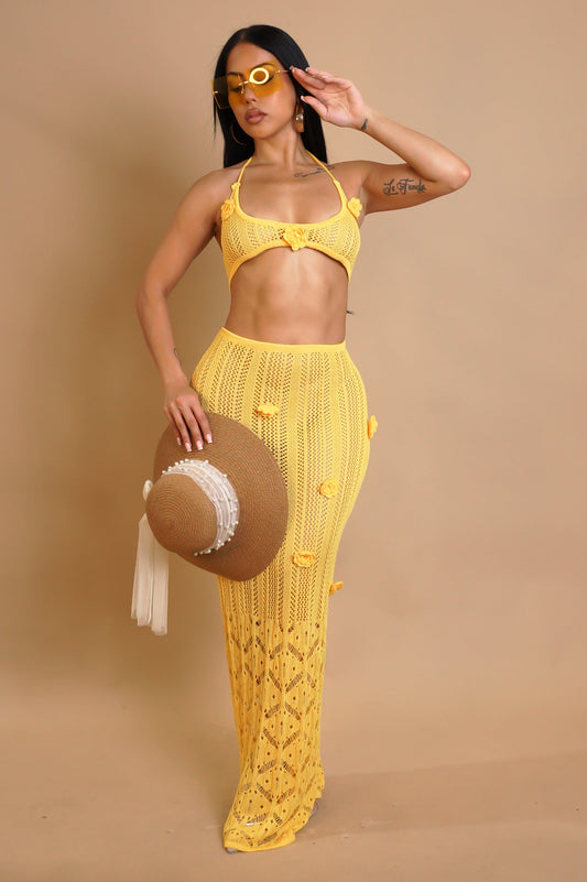 Serving Looks Skirt Set - Yellow