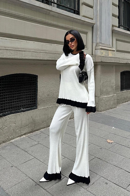 Coleman Two-Tone Knit Set – Ribbed Acrylic Texture