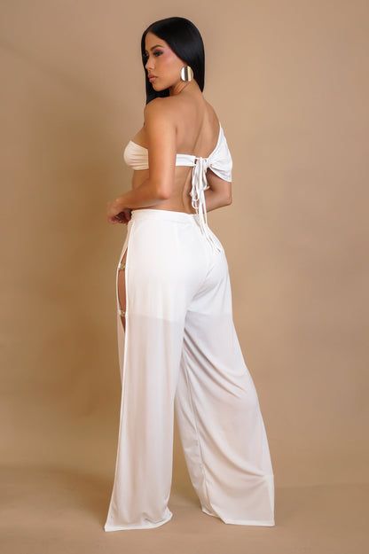 Draped Aura Pant Set - White