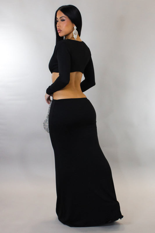 "Show Your Courage" Cutout Maxi Dress - Black