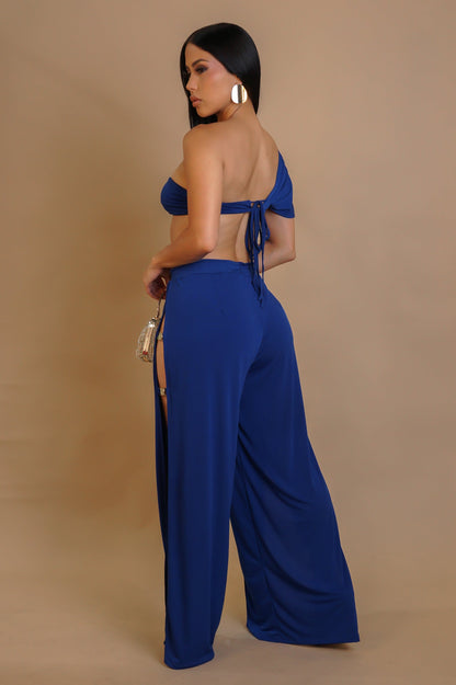 Draped Aura Pant Set - Blue