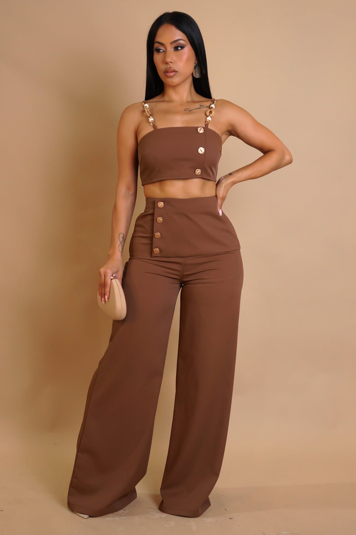 Villa Escape Pant Set - Brown
