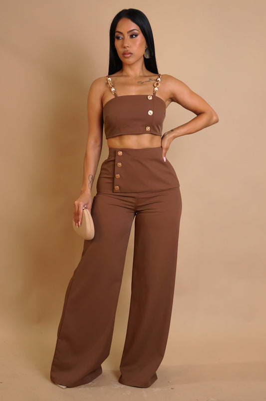 Villa Escape Pant Set - Brown
